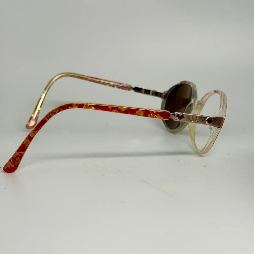 Yves Saint Laurent Vintage Oval Eyeglass Frames Marbled Red Gold Y825 Italy